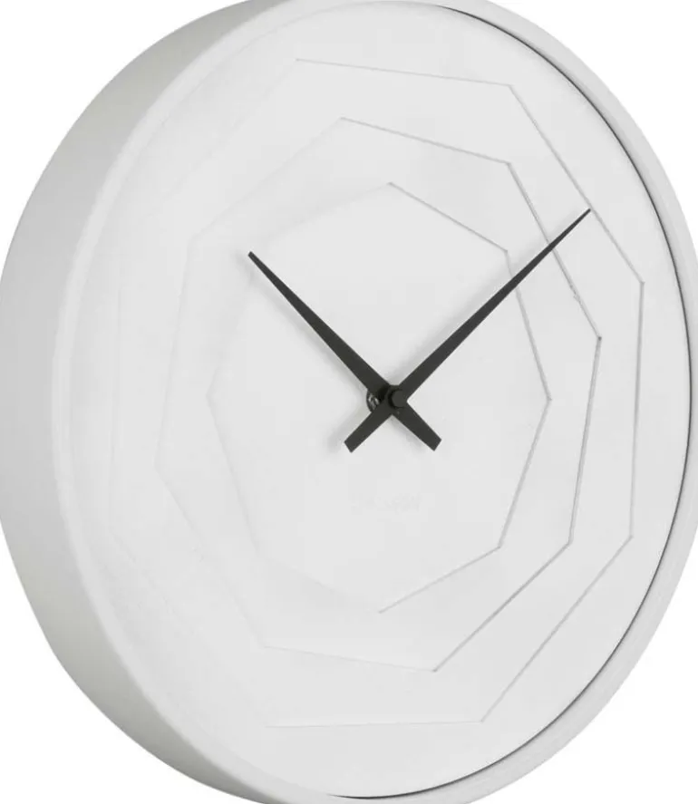 Horloge ronde en bois Origami 30 cm (Blanc)
