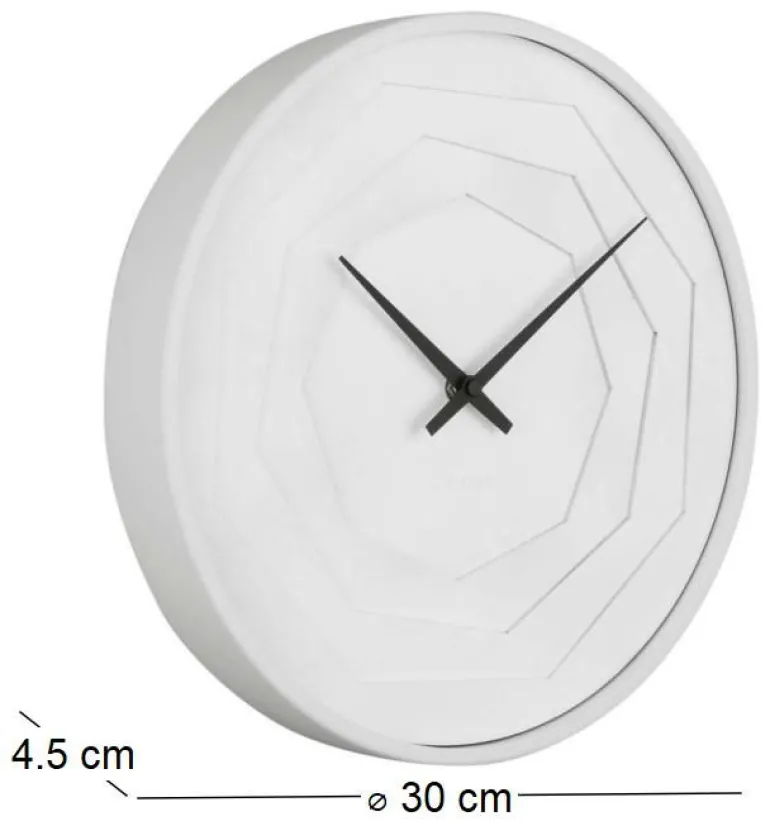 Horloge ronde en bois Origami 30 cm (Blanc)