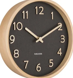 Horloge ronde en bois Pure 22 cm (Noir)