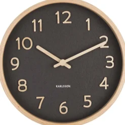 Horloge ronde en bois Pure 22 cm (Noir)