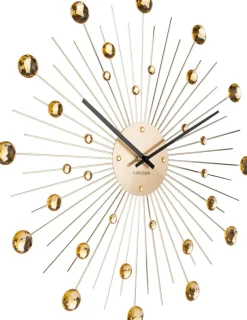 Horloge ronde en métal Sunburst 50 cm (Doré)
