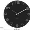 Horloge ronde vintage en verre 35 cm (Noir)