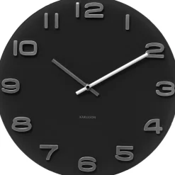 Horloge ronde vintage en verre 35 cm (Noir)