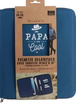 Housse avec organisateur pour tablette Papa en or (Bleu)