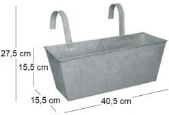 Jardinière balcon en zinc à suspendre (Gris)