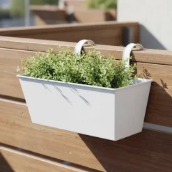Jardinière balcon en zinc à suspendre (Blanc)
