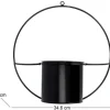 Jardinière déco ronde d'intérieur en métal noir (Fixation murale)