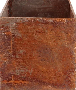 Jardinière en acier corten rouille (58 x 38 x 38 cm)