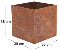 Jardinière en acier corten rouille (38 x 38 x 38 cm)