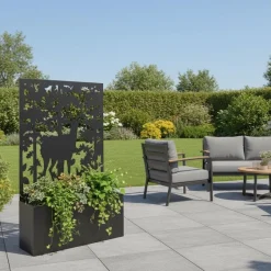 Jardinière en fer avec treillis (Motif cerf)