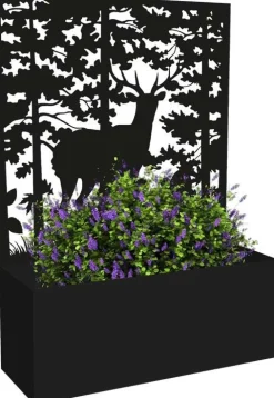 Jardinière en fer avec treillis (Motif cerf)