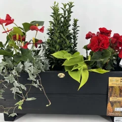 Jardinière en mélèze Moline 60 x 22 x 20 cm (Cérusé noir)