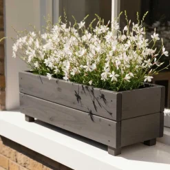 Jardinière en mélèze Moline 60 x 22 x 20 cm (Cérusé noir)