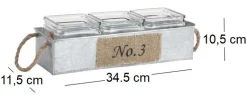 Jardinière en zinc avec pots en verre (34,5 cm)