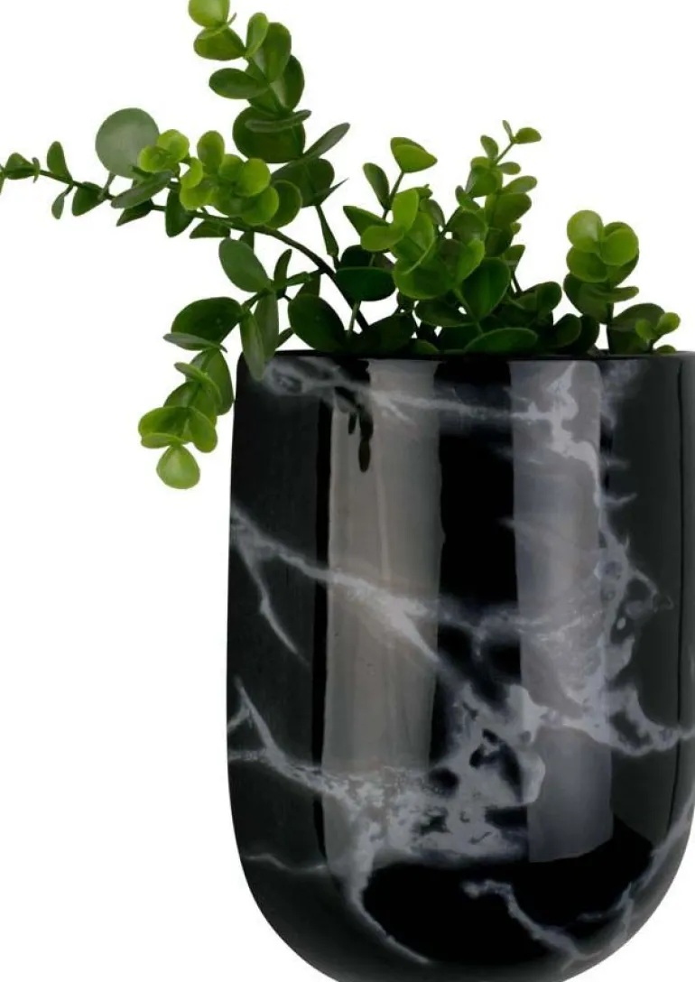 Jardinière murale en céramique marbrée 15 x 7 cm (Noir)