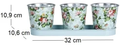 Jardinière 3 pots Roses