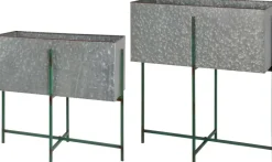Jardinière sur pied en zinc intérieure extérieure (Lot de 2) (Rectangulaires - 22,3 / 33,3 litres)