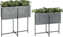 Jardinière sur pied en zinc intérieure extérieure (Lot de 2) (Rectangulaires - 22,3 / 33,3 litres)