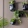 Jardinière suspendue en céramique marbrée 13.5 x 15 cm (Noir)