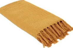 Jeté de canapé gaufré en coton 130 x 160 cm (Ocre)