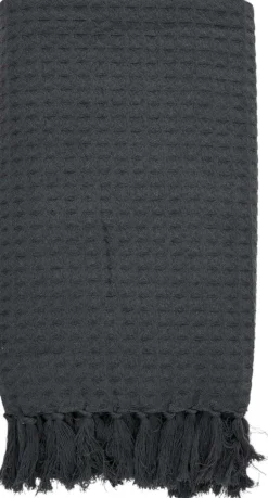 Jeté de canapé gaufré en coton 130 x 160 cm (Gris anthracite)