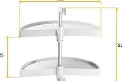 Jeu de plateaux tournants demi-lune blanc Shelvo (Plateaux de 75 cm)