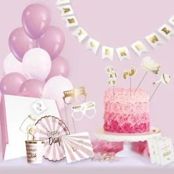 Kit décoration pour baby shower 46 pièces (Rose)