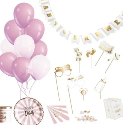 Kit décoration pour baby shower 46 pièces (Rose)