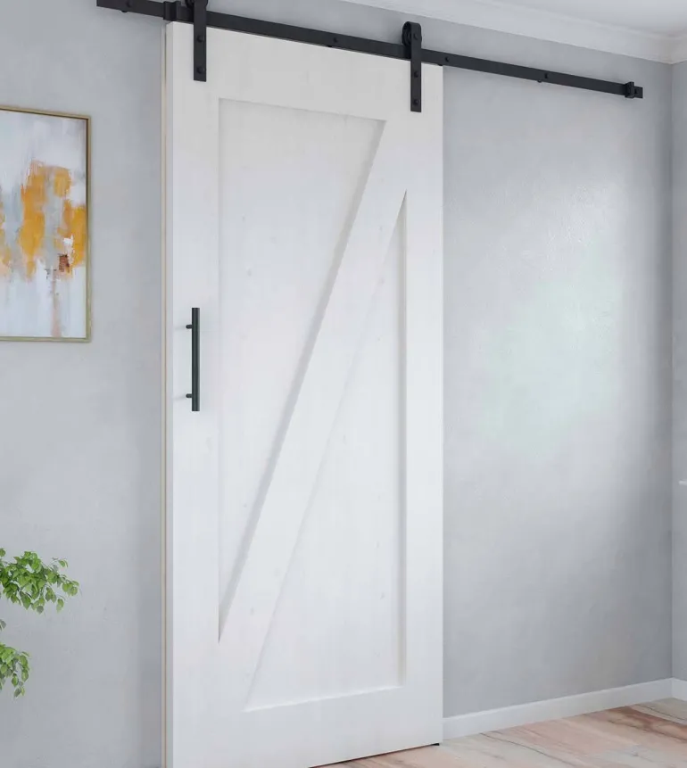 Kit de quincaillerie pour porte coulissante suspendue en bois Barn (Sans fermeture amortie)