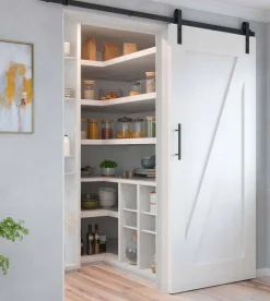 Kit de quincaillerie pour porte coulissante suspendue en bois Barn (Sans fermeture amortie)