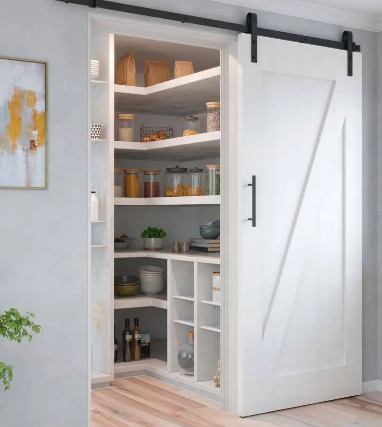 Kit de quincaillerie pour porte coulissante suspendue en bois Barn (Sans fermeture amortie)