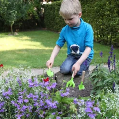 Kit petit jardinier accessoires pour enfant en métal (Gants + petits outils + brouette + arrosoir)