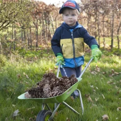 Kit petit jardinier accessoires pour enfant en métal (Gants + petits outils + brouette + arrosoir)