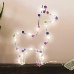 Lama avec pompons lumineux 33 cm
