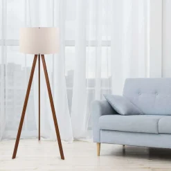 Lampadaire en MDF et PVC Floor (Ecru et marron)