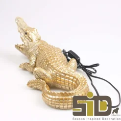 Lampe animal doré en résine (Crocodile)