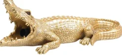 Lampe animal doré en résine (Crocodile)