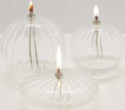 Lampe à huile en verre strié Sphere (13 x 14 cm)