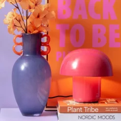 Lampe à poser en métal coloré Fat Mushroom Mini (Rose)