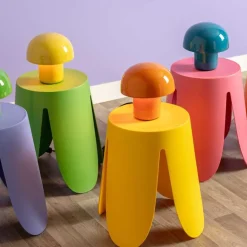 Lampe à poser en métal coloré Fat Mushroom Mini (Blanc)