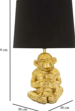 Lampe à poser en métal doré Monkey mum 30 x 49 cm