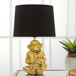 Lampe à poser en métal doré Monkey mum 30 x 49 cm
