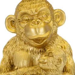 Lampe à poser en métal doré Monkey mum 30 x 49 cm