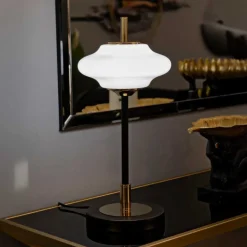 Lampe à poser en métal et verre 22 x 46 cm Vintage