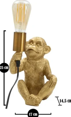 Lampe à poser en métal Monkey 17 x 14.5 x 25 cm