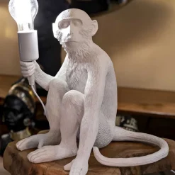 Lampe à poser en polyrésine Monkey 33 x 33 x 32 cm (Blanc)