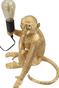 Lampe à poser en polyrésine Monkey 33 x 33 x 32 cm (Doré)
