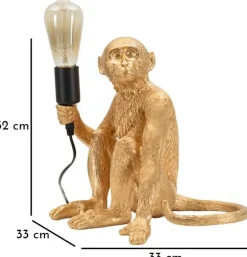 Lampe à poser en polyrésine Monkey 33 x 33 x 32 cm (Doré)