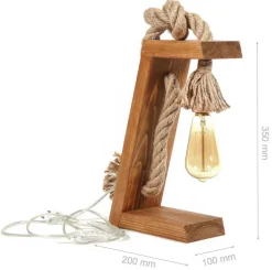 Lampe à poser en sapin et jute Kitt