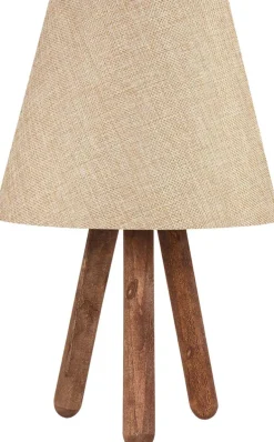 Lampe à poser trepieds bois et tissu Carla (Hêtre et crème)